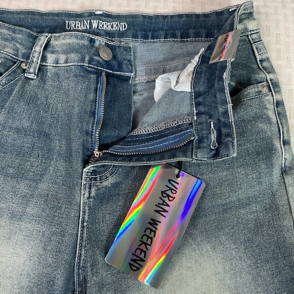 Urban Weekend Womens size 13 Blue Flare Leg Denim Jeans Embroidered Back Pockets - Picture 6 of 11